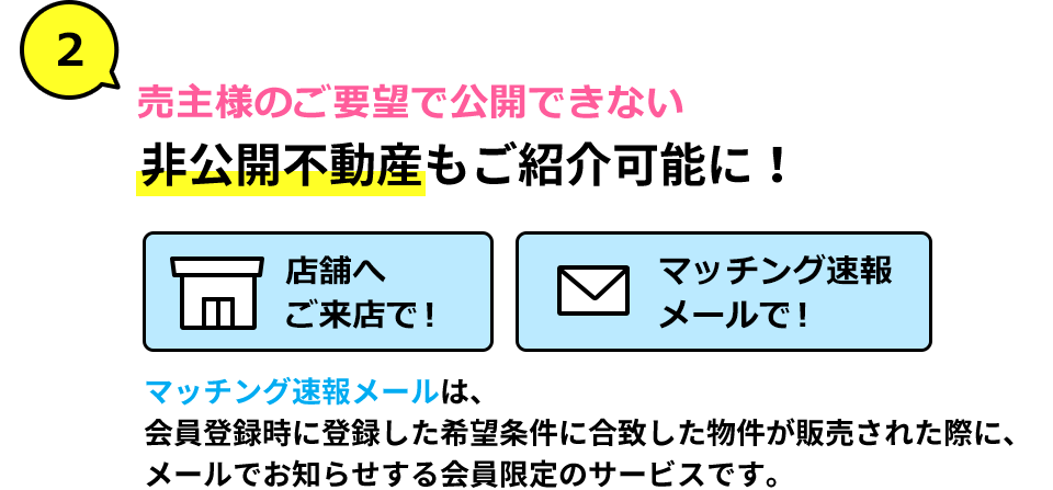 【メリット2】売主様のご要望で公開できない非公開不動産もご紹介可能に！